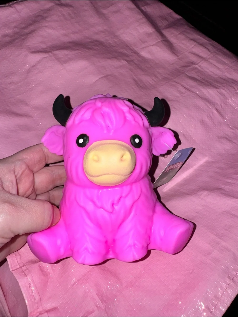 Target Pink Highland Cow Squishy Plush Toy with Yellow Snout
